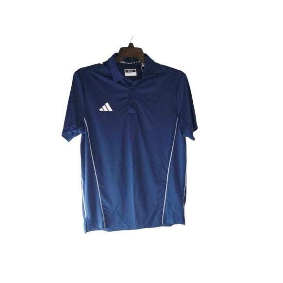 Adidas NEW Navy Blue Stetchy Athletic Sport Mens Medium Active Golf Polo Shirt - Picture 1 of 9